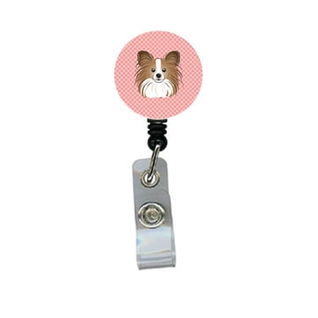 Teacher&Aposs Aid Checkerboard Pink Papillon Retractable Badge Reel TE2916532